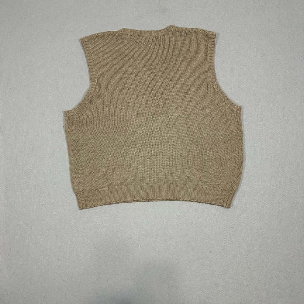 Polo Ralph Lauren Mens‎ XXL Tan Cotton V-Neck Knit Sweater Vest Navy Pony Logo